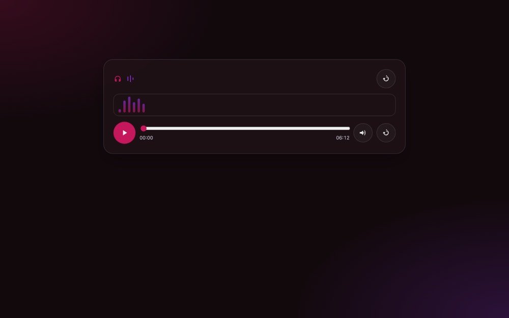 Reproductor de audio a medida con visualizador de onda sobre fondo oscuro